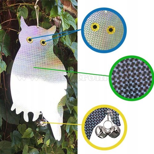 Fényvisszaverős Bagoly alakú hologram madárriasztó, galamb seregély riasztó  