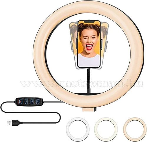 Állványos LED körvaku, Szelfi Influenszer vaku telefon tartóval MX300LED