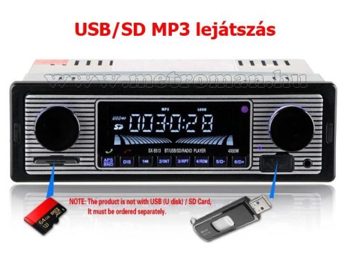 Retro autórádió USB/SD Bluetooth MP3 lejátszóval MX-5513BT 
