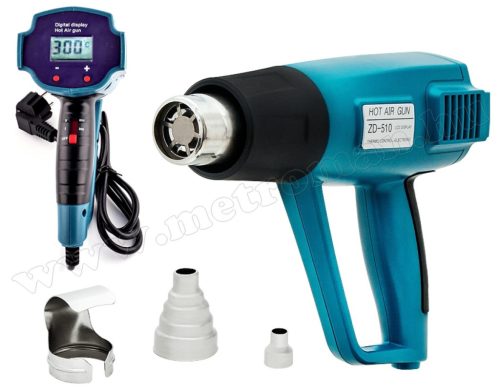 Hőlégfúvó, műanyaghegesztő, digitális hőmérséklet szabályozással ZD-510 LCD