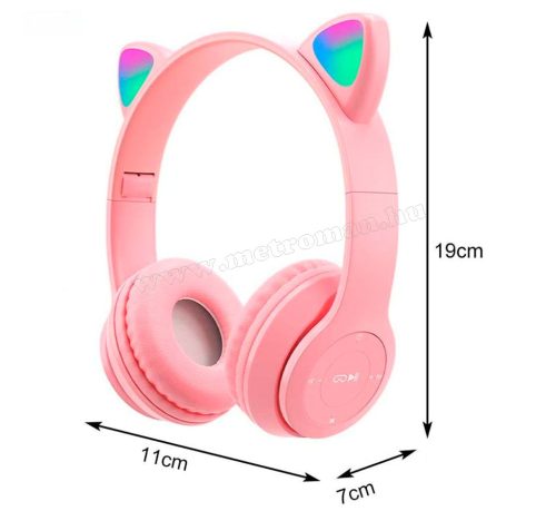 Vezeték nélküli Bluetooth fejhallgató cicafüles rózsaszín MZS7CRGB
