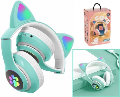 Vezeték nélküli Bluetooth fejhallgató cicafüles kék MZS7DRGB