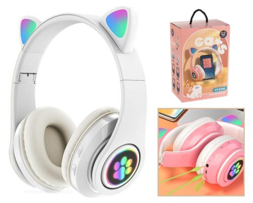 Vezeték nélküli Bluetooth fejhallgató cicafüles fehér MZS7ERGB