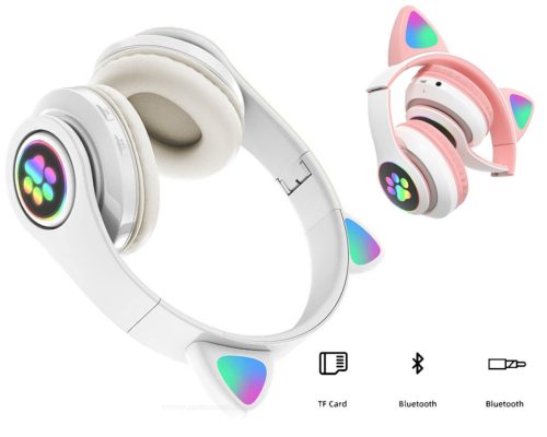 Vezeték nélküli Bluetooth fejhallgató cicafüles fehér MZS7ERGB