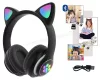 Vezeték nélküli Bluetooth fejhallgató cicafüles fekete MZS7FRGB