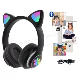   Vezeték nélküli Bluetooth fejhallgató cicafüles fekete MZS7FRGB