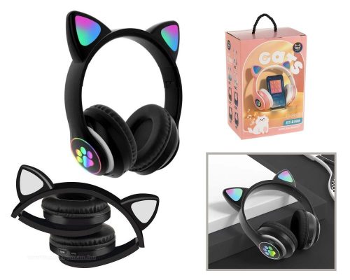 Vezeték nélküli Bluetooth fejhallgató cicafüles fekete MZS7FRGB