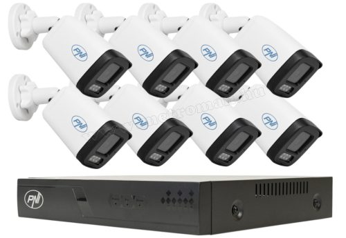 Nagy felbontású 8 kamerás biztonsági IP megfigyelő kamera rendszer PNI IP716J+8XIP515J POE