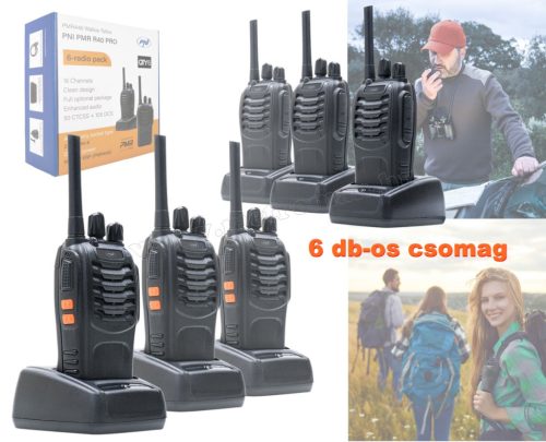 Walkie Talkie PMR rádió adó-vevő szett 6 darabos PMRR40-06