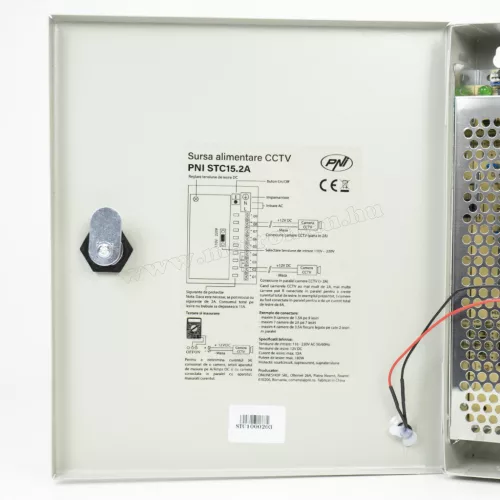 Tápegység kamera rendszerekhez fém dobozban 12V 15A 9 kamerához PNI STC15.2A