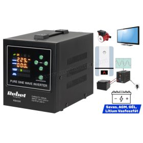   Szinusz inverter és UPS szünetmentes tápegység SINUS POWER-500-LFP4