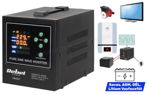 Szinusz inverter és UPS szünetmentes tápegység SINUS POWER-800-LFP4