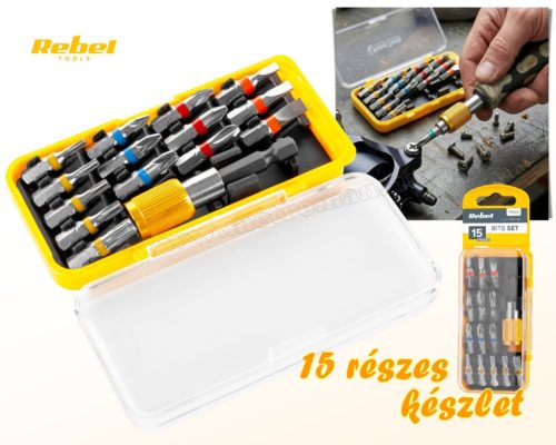 Rebel 15 részes mágneses Bit fej készlet RB1112