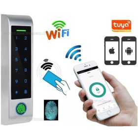   Ujjlenyomat olvasós Kódos Kártyás beléptető TuyaSmart WIFI távirányítással RFID-M4-WIFI-PRO-FP