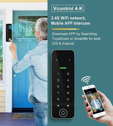 Android, iOS Okos IP Wifi kaputelefon és kártyás beléptető RFID-V4-WIFI TuyaSmart
