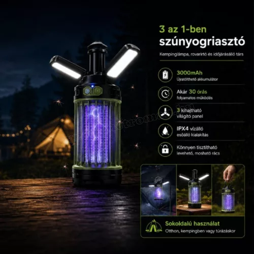 RoosCamp  akkumulátoros UV szúnyogirtó és kempinglámpa RoosZapper  IPX4