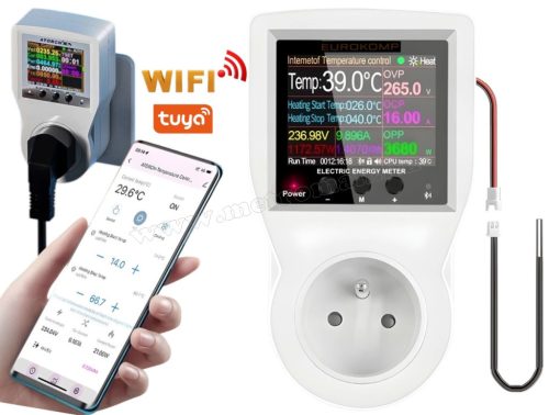 Okos termosztát dugalj – WiFi termosztát konnektor, fogyasztásmérővel S1-WIFI-TuyaSmart