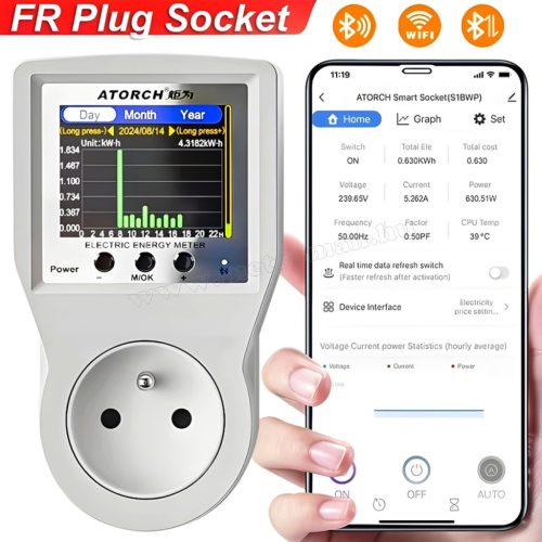 Okos termosztát dugalj – WiFi termosztát konnektor, fogyasztásmérővel S1-WIFI-TuyaSmart