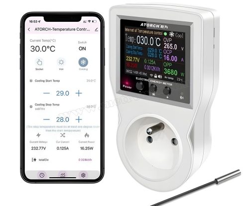 Okos termosztát dugalj – WiFi termosztát konnektor, fogyasztásmérővel S1-WIFI-TuyaSmart
