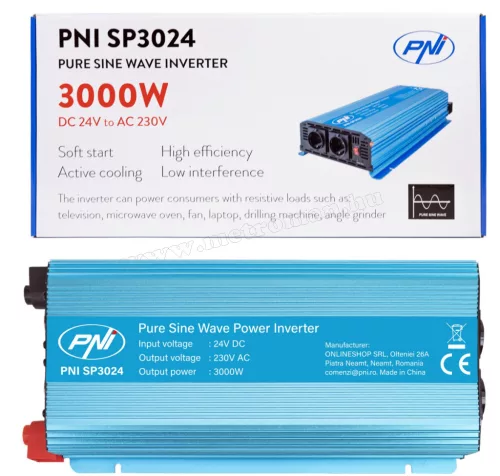 Feszültségátalakító, nagy teljesítményű Szinusz inverter 24/230V 3000 Watt SP3000W-24V SINUS