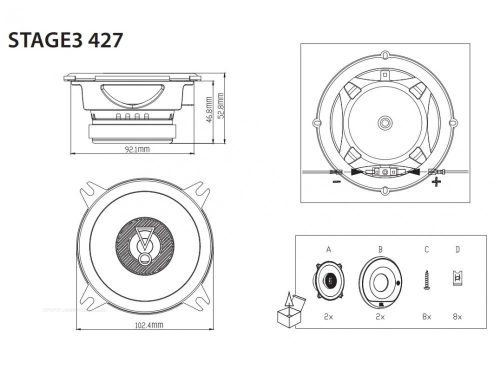 JBL autó hangszóró 10 cm-es 2 utas koaxiális hangszóró STAGE3427
