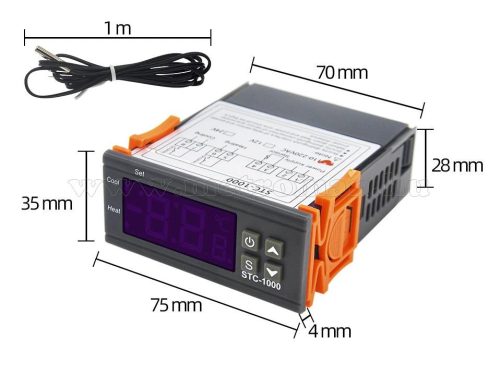 Univerzális termosztát hőmérsékletkapcsoló fűtéshez és hűtéshez STC-1000 230V