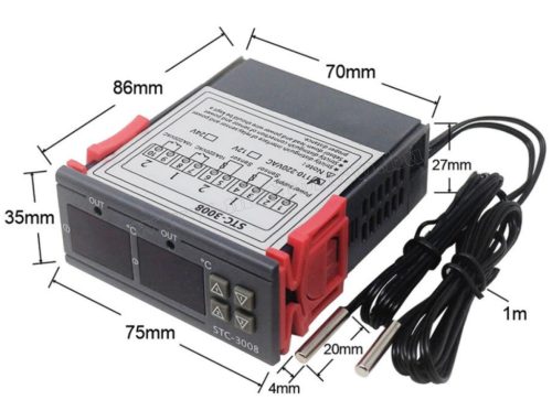 Univerzális termosztát hőmérsékletkapcsoló fűtéshez és hűtéshez STC-3008-Dual 230V