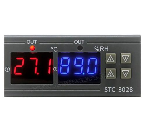 Univerzális termosztát és páratartalom érzékelő és kapcsoló fűtéshez és hűtéshez szellőztetéshez STC-3028 230V