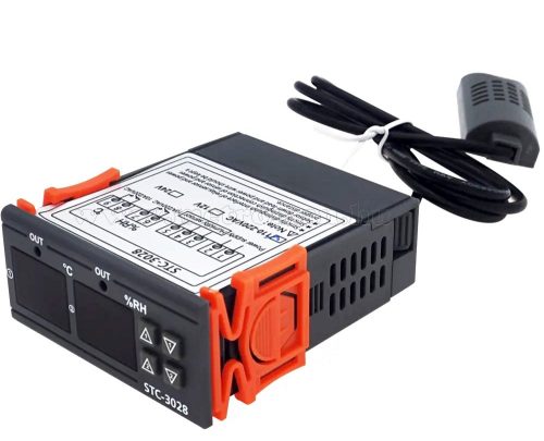 Univerzális termosztát és páratartalom érzékelő és kapcsoló fűtéshez és hűtéshez szellőztetéshez STC-3028 230V