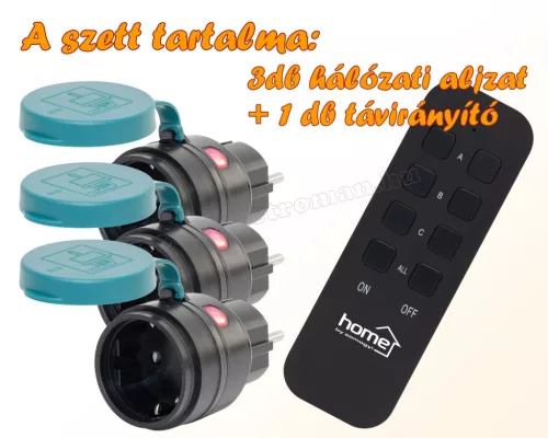 Távirányítós hálózati aljzat Kültéri konnektor szett 3+1 THO2313