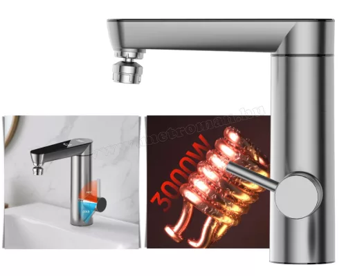 Átfolyós vízmelegítő csaptelep króm 3000W Teesa TSA4111LED