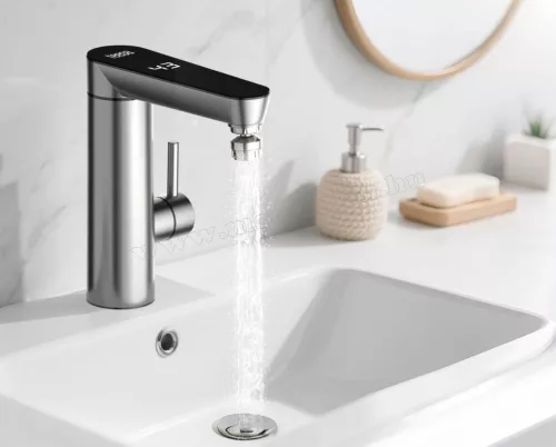 Átfolyós vízmelegítő csaptelep króm 3000W Teesa TSA4111LED