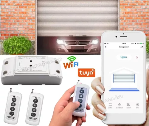 WIFI kapunyitó, Android iOS kapu távirányító modul 2 db távirányítóval TYLK-H1-RF-2T TuyaSmart
