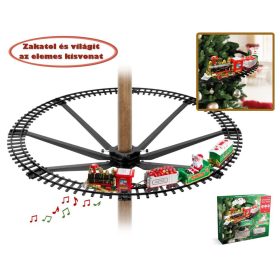   Elemes zenélő világító karácsonyfára szerelhető kisvasút W2041