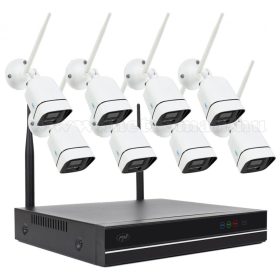   Vezeték nélküli kültéri kamera rendszer 8 db 3 Mpixel IP kamerával és NVR videó rögzítővel WIFI 660-8 3MP