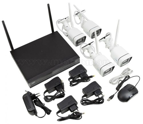 Vezeték nélküli kültéri kamera rendszer 4 db 3 Mpixel IP kamerával és NVR videó rögzítővel WIFI 660-4 3MP