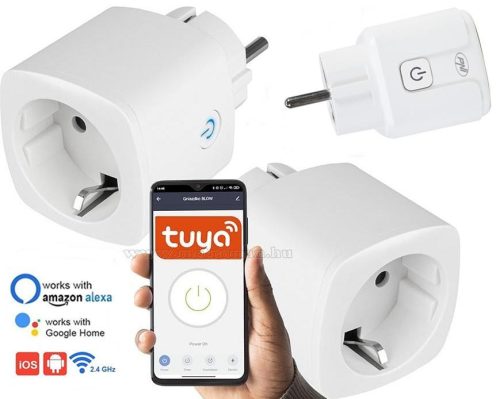 Android, iPhone mobiltelefonnal távirányítható Wifi okos konnektor és fogyasztásmérő SmartHome WP800-TUYA