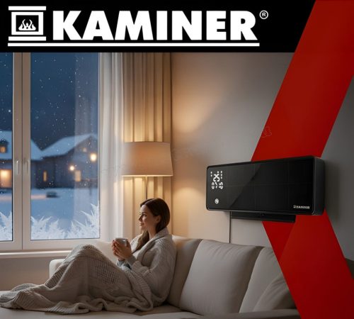 WIFI elektromos ventilátoros fali hősugárzó, fali fűtőtest üveg előlappal Zelvion Kaminer 26399 TuyaSmart