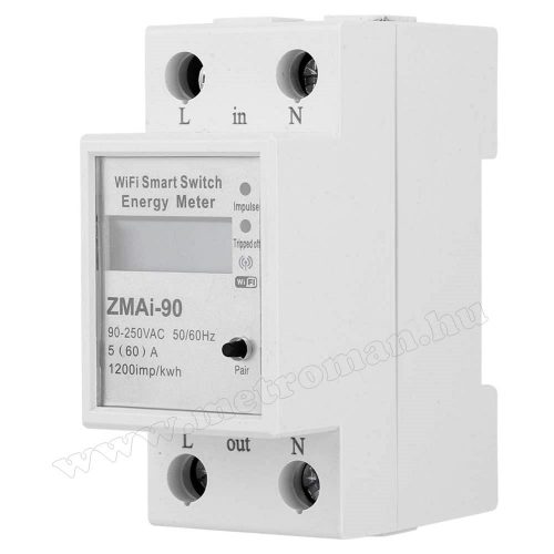 Wifi okos fogyasztásmérő DIN sínre szerelhető ZMAi-90-WIFI TuyaSmart