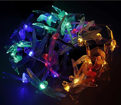 Napelemes fényfüzér kültéri, Szitakötő 30 LED MX49681-Solar